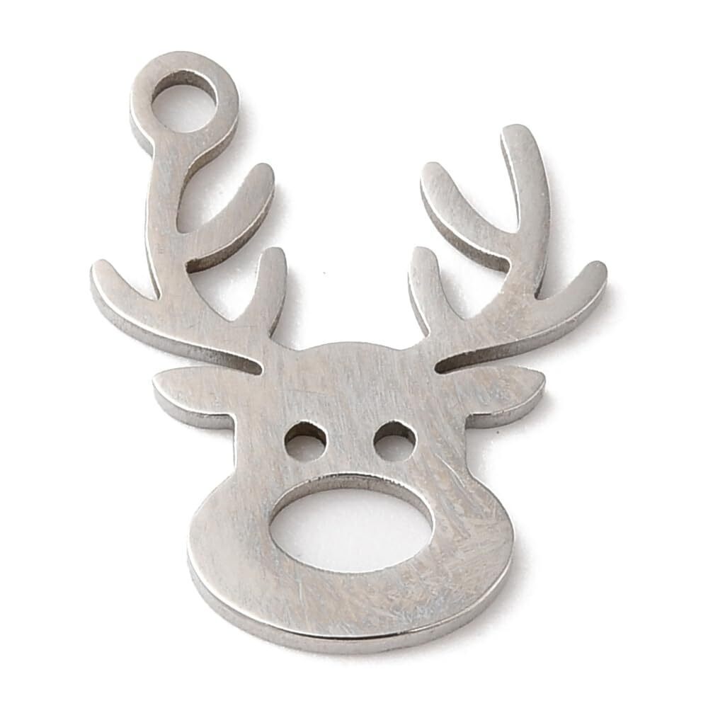 7249 20 Pcs 304 Stainless Steel Elk Charms Antique Forest Animal Charms